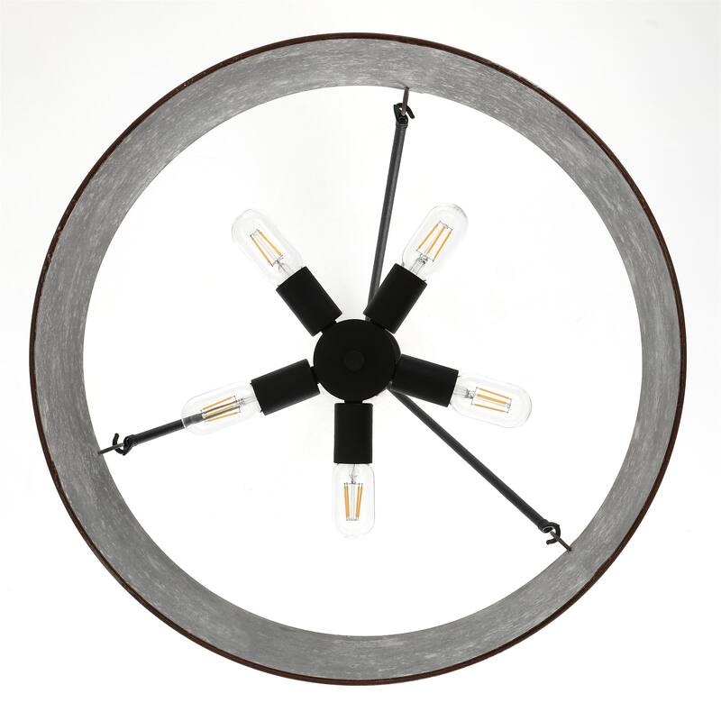 Farmhouse Chandelier 24" 5-Light Rustic Metal Shade