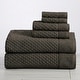 preview thumbnail 21 of 197, Linery & Co. Cotton Diamond Waffle Texture Bath Towels 6 Piece Set W/ Bath Sheets - Midnight