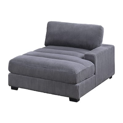 Gray Wide-Welt Corduroy Upholstered Modular Piece