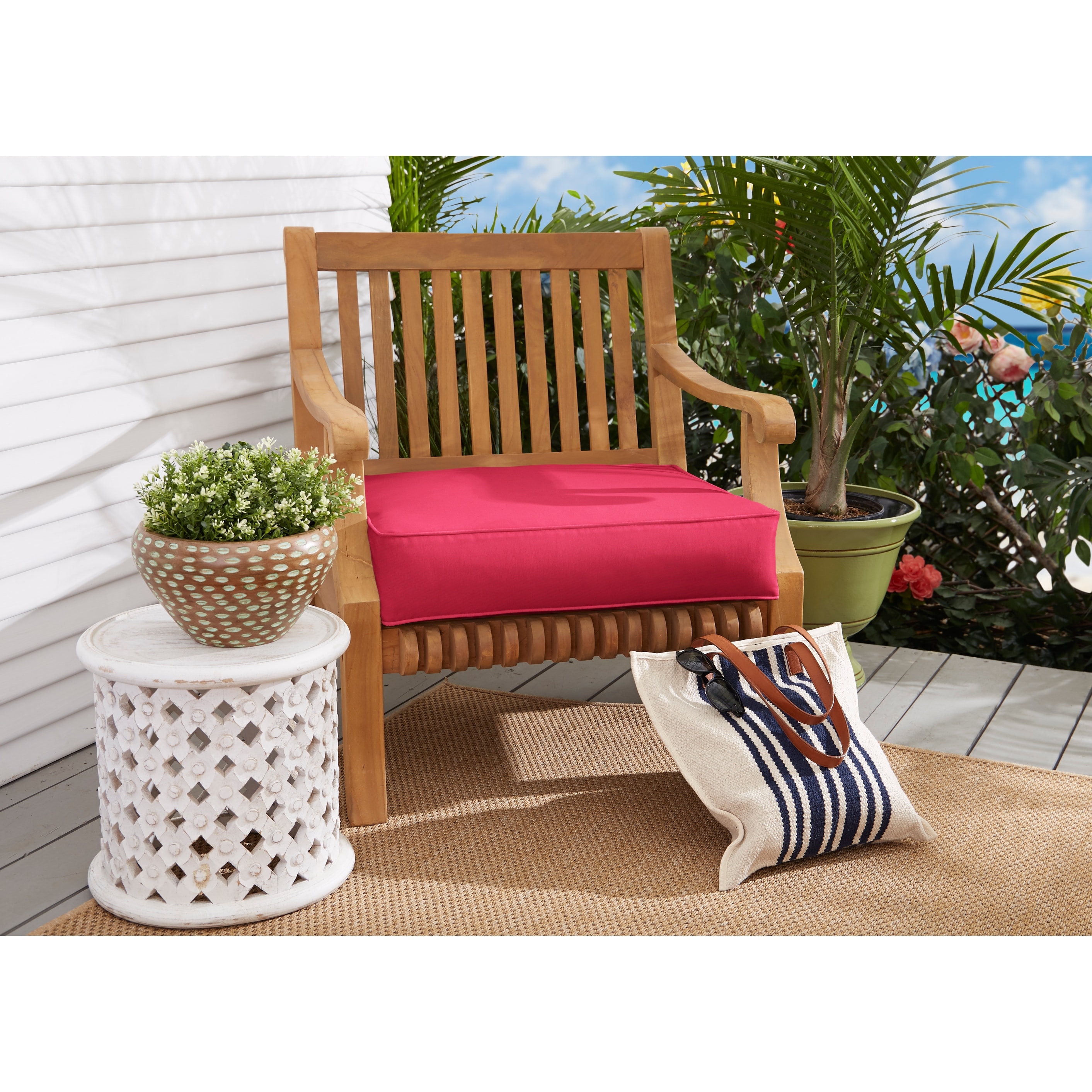 Sunbrella Canvas Hot Pink Indoor Outdoor Deep Seating Cushion