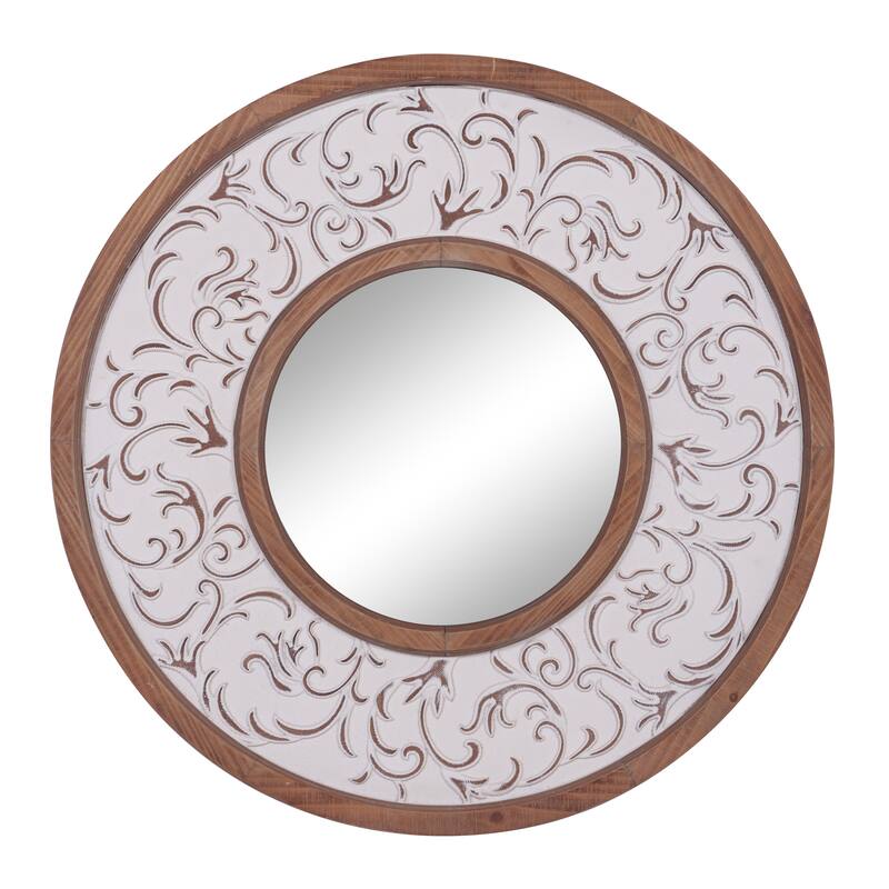 White MDF Farmhouse Wall Mirror 32 x 32 x 2 - 32 x 2 x 32Round