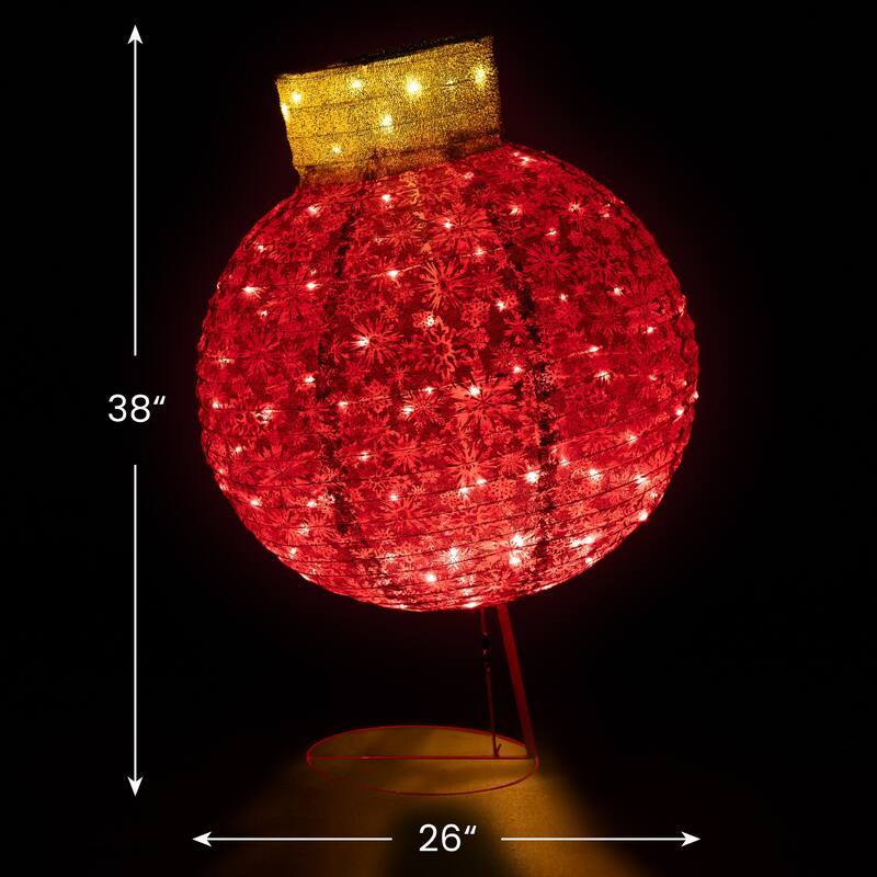38" LED Twinkling Red Tinsel Ornament Outdoor Christmas Decoration