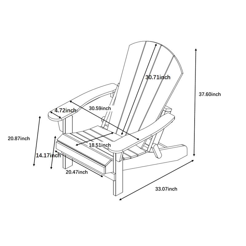 Seaton Folding Poly Adirondack Chair with Pull-out Ottoman, Set of 2