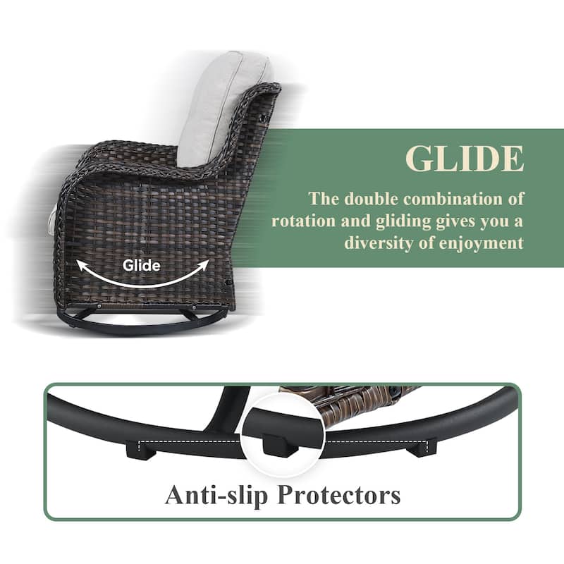 Gymojoy Patio Swivel Chair Rocking Chair Set