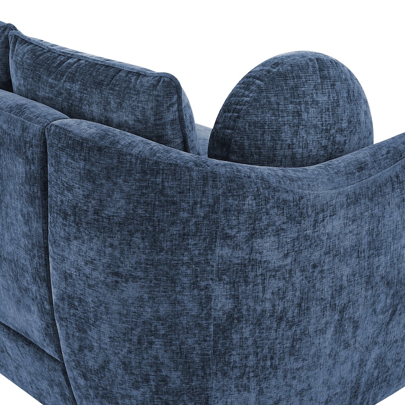 90.6 Inch 3-Seater Sofa Couch with 6 Pillows, Chenille Upholstered Living Room Sofa for Living Room Bedroom Apartment in White