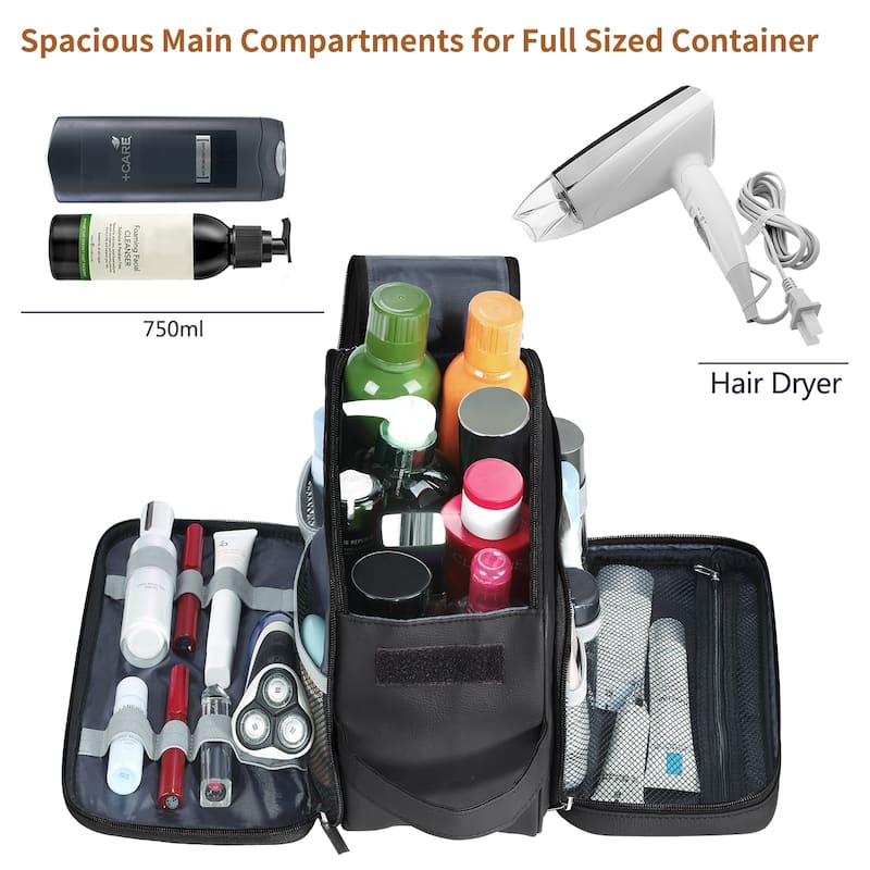 PU Leather Toiletry Bag for Men - Water-Resistant Travel Dopp Kit for Grooming, Shaving, Cosmetics & Accessories
