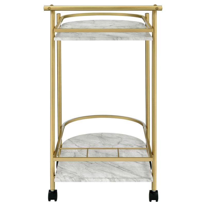 Desiree 2-tier Faux Marble Shelf Metal Bar Cart