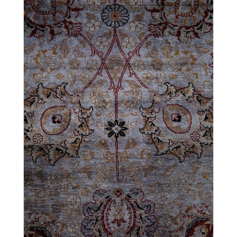 Overton Hand Knotted Wool Vintage Inspired Modern Contemporary Overdyed Gray Area Rug - 6' 1" x 8' 10"