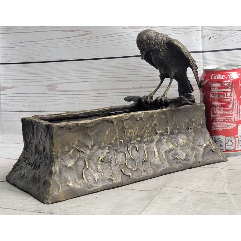 Handmade Bronze Metal Bird Bath Planter Flowerbox Sculpture Original Art