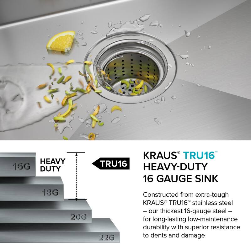 KRAUS Standart PRO Undermount Single Bowl Stainless Steel Kitchen Sink