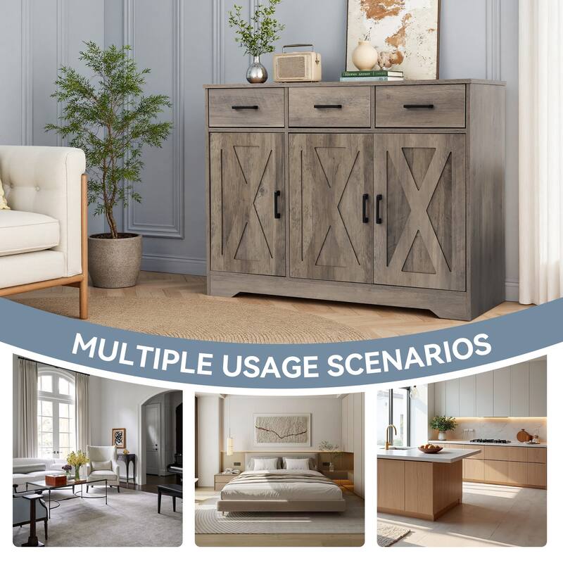 42.6" Wide TV Stand Console with 3 Storage Drawer