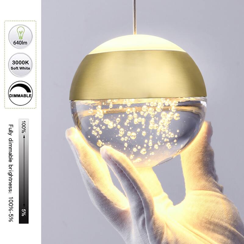 1-Light/3-Lights Globe LED Pendant Light with Bubble Crystal Ball