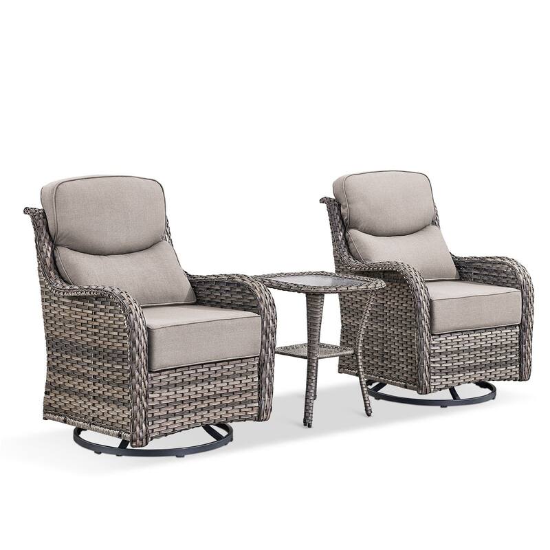 Outdoor Swivel Glider Rattan Chair Set