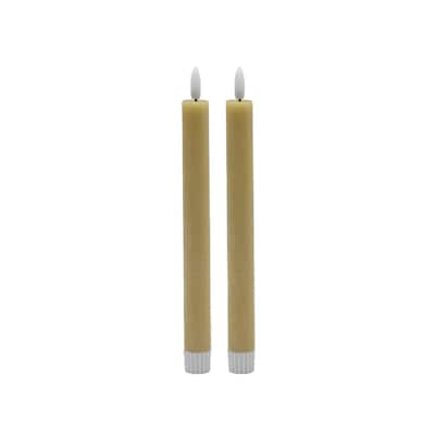 Medium Flameless LED Taper Candles - 8.5" - Champagne Gold - Set of 2