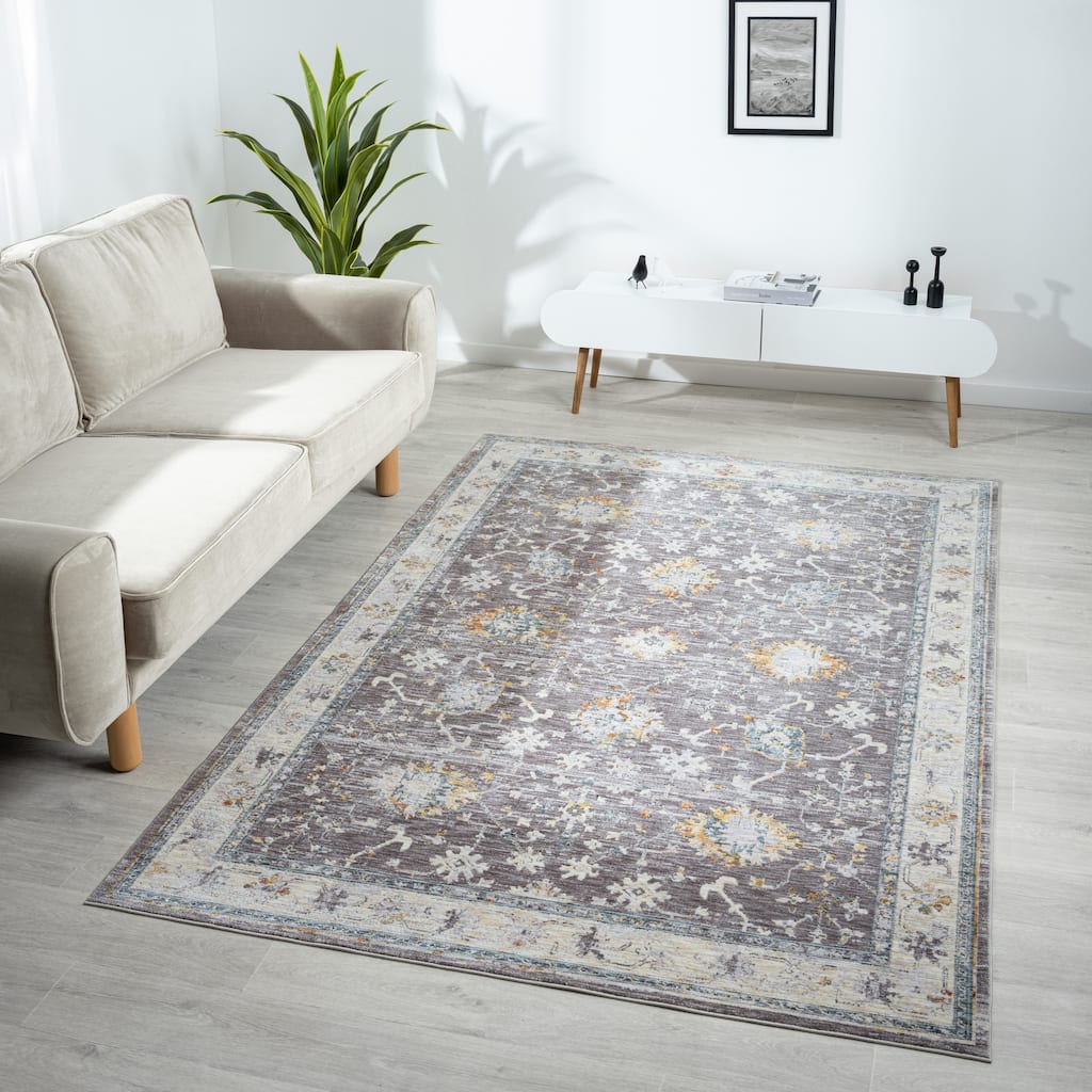 Sevita Gray/Blue Classic Traditional Indoor Area Rug