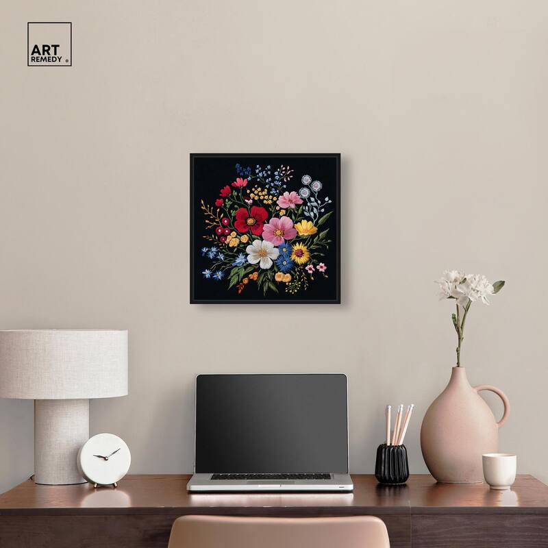 Midnight Wildflower Weave Canvas by Art Remedy