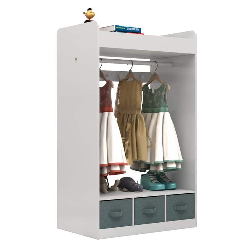 Kids Open Hanging Armoire Closet with Mirror