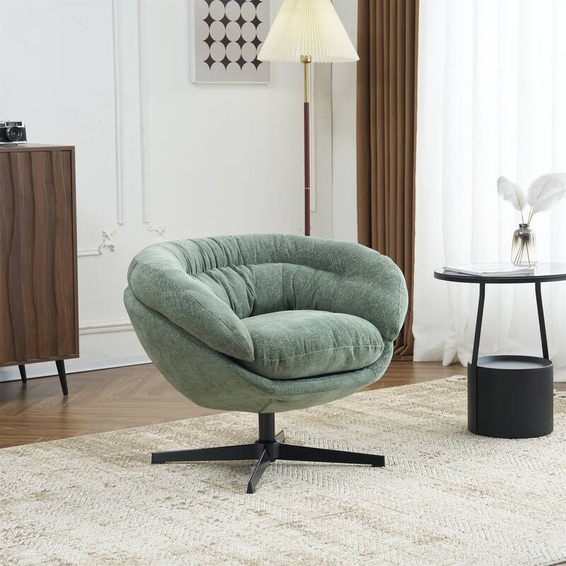 Ergonomic Chenille Office Chair Swivel Chair, Rotating Chair Club Chair Accent Chair with Removable Cushion
