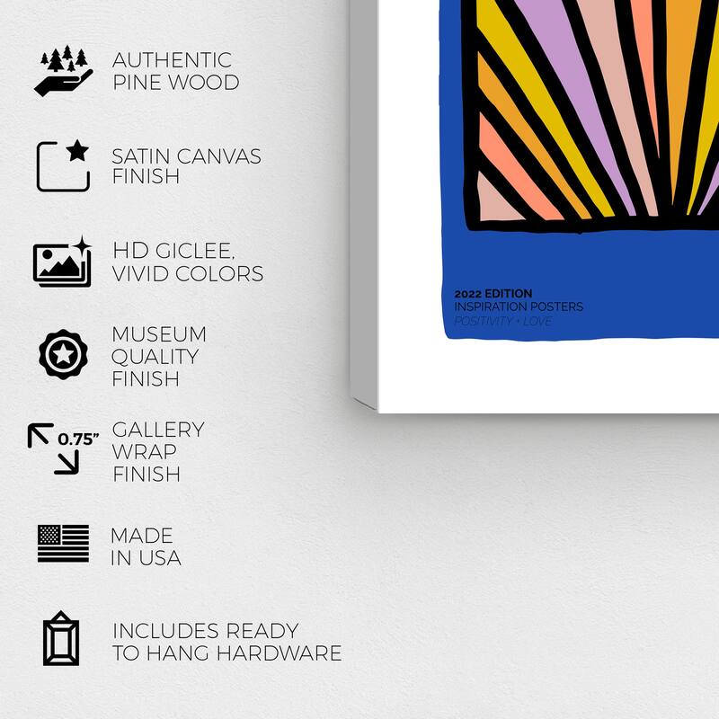 Wynwood Studio Canvas Abstract Rainbow Raylights Blue and Light Pink Modern & Contemporary Wall Art Canvas Print