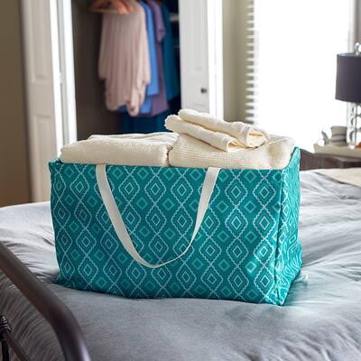 KRUSH CONTAINER Rectangle Tote Bag, Teal Diamonds