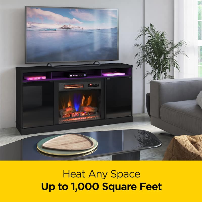 duraflame® Electric Fireplace TV Stand with Modern LED Accent Lighting and Remote, Black