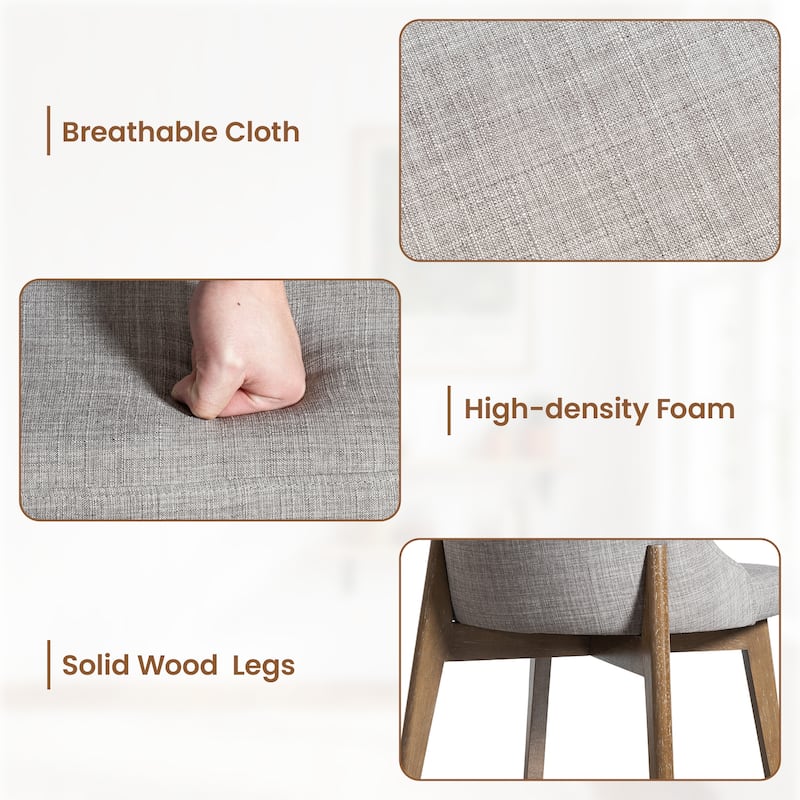 Upholstered Side Chair Dining Chairs Kitchen Chairs with Wood Legs Set of 2