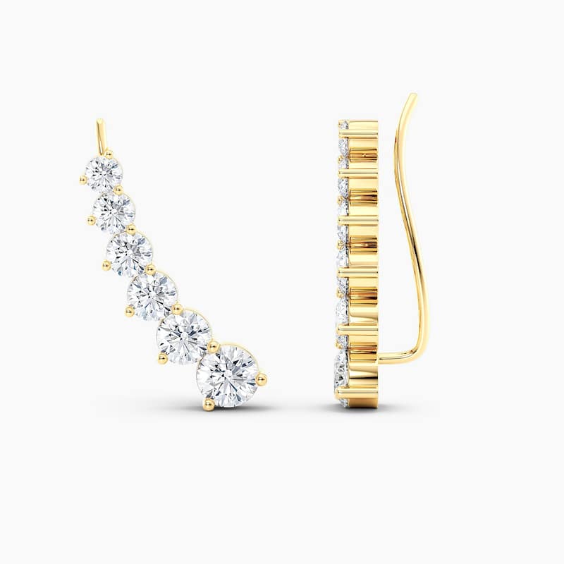 Auriya 3ctw Round Lab Grown Diamond Climber Earrings 14-karat Gold (E-F, VS1-VS2)
