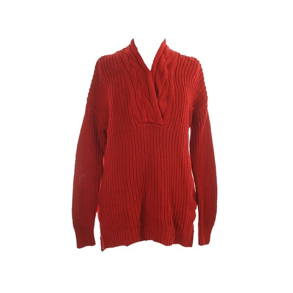 Lauren Ralph Lauren Red Long-Sleeve V-Neck Sweater M