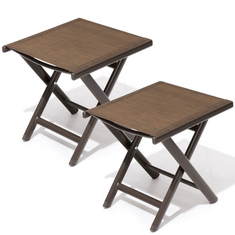 Outdoor Picnic Camping Portable Folding Small Side Table or as Footrest, Footstool - 17.1 In. L X 14.8 In. W X 16.3 In. H