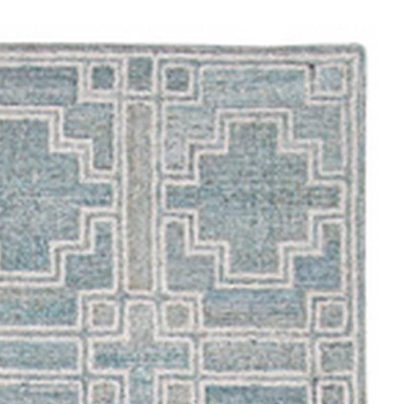 Lesy 8 x 10 Large Area Rug, Hand Tufted Geometric Design, Gray, Ivory Wool - 8 x 10