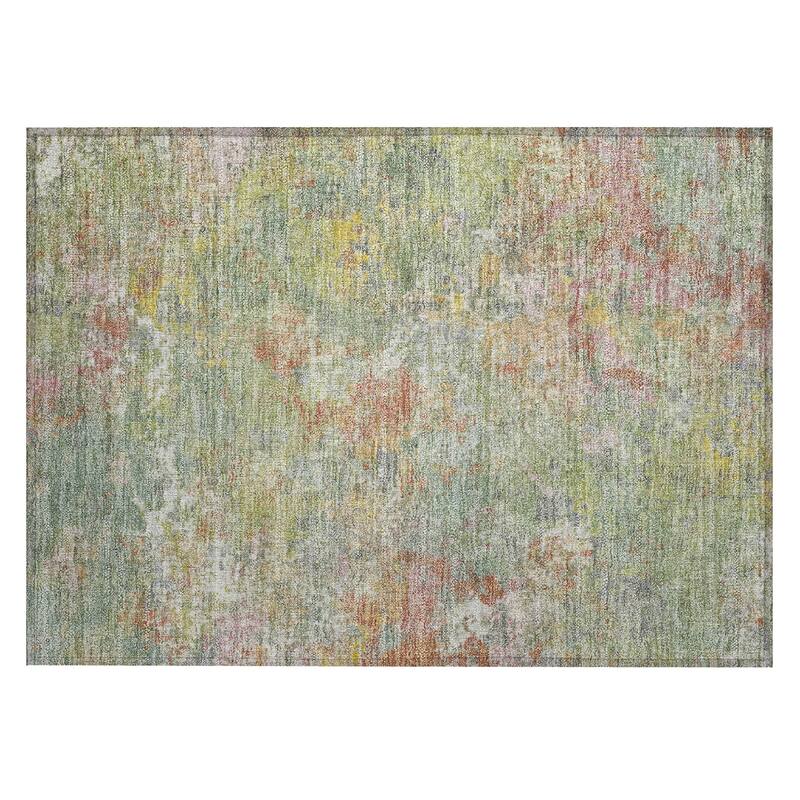 Machine Washable Indoor/Outdoor Abstract Watercolor Chantille Rug