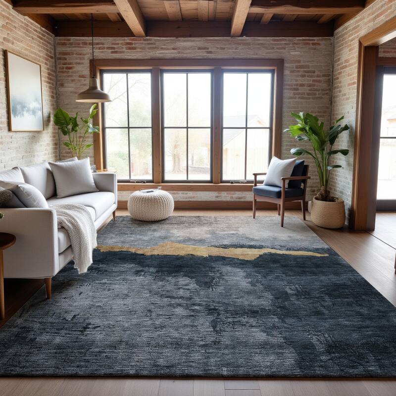 Premium Washable Super Soft Modern Chic Mayfield Rug - Blue - 2'6" x 3'10"
