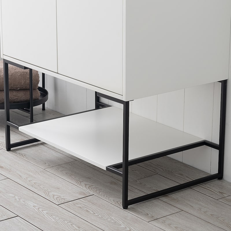 Freestanding Bathroom Vanity Set with Open Shelf & Acrylic Sink