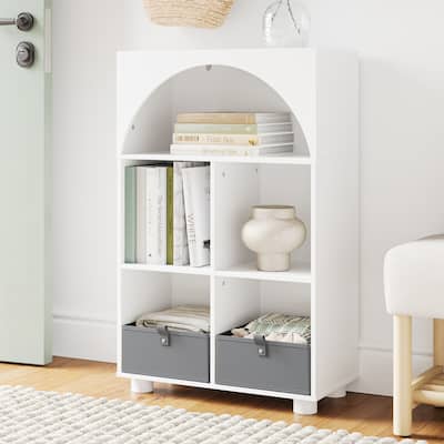 Arched 23 in. 4 Cubby Storage Cabinet Available - Optional 2pc Half Size Bins