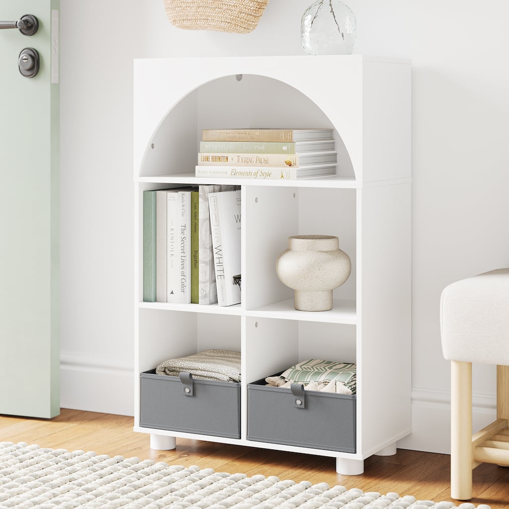 Arched 23 in. 4 Cubby Storage Cabinet Available - Optional 2pc Half Size Bins