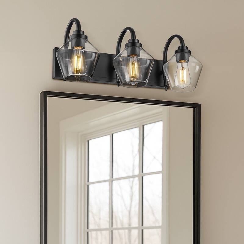 Modern 3/4-Light Bathroom Vanity Light in Black/Gold Finish