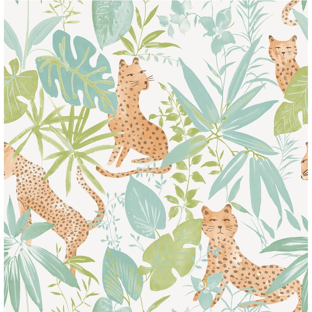 NuWallpaper Teal Lime Jhalana Peel & Stick Vinyl Wallpaper - 216in x 20.5in x 0.025in