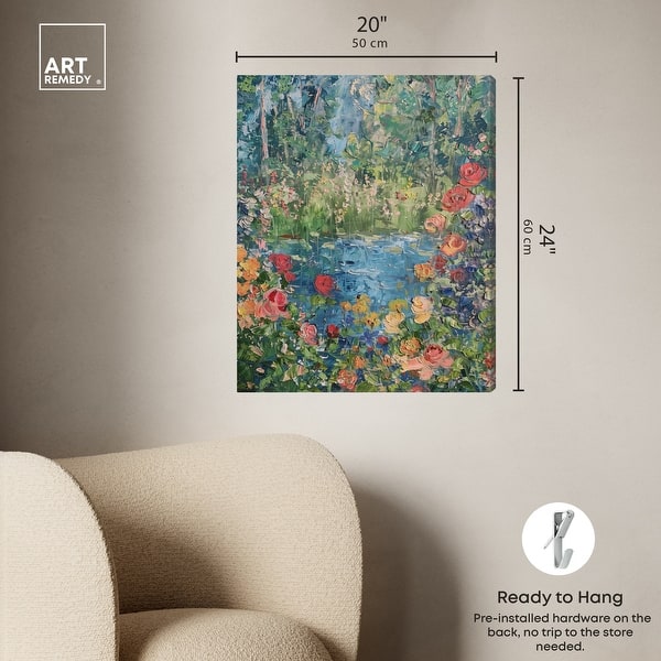 dimension image slide 0 of 5, Art Remedy Serene Escape Gallery Wrapped Impressionism 1 Piece Canvas Wall Art /Monet And Van Gogh Inspired Art