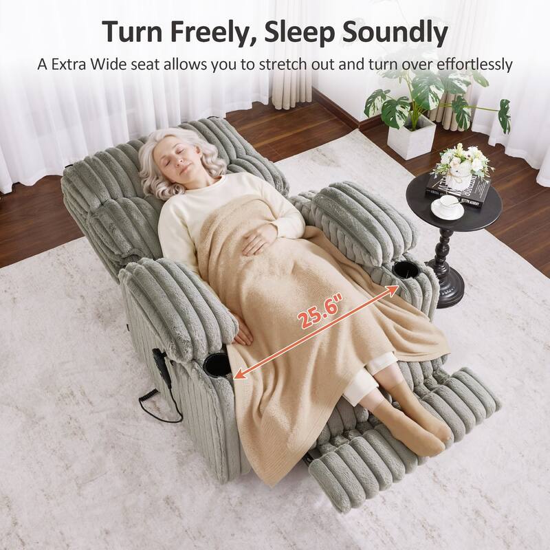 MCombo 180° Lay Flat Power Lift Recliner Chair for Elderly, Dual Motor Lift Chair with Full-Body Heating for Sleeping