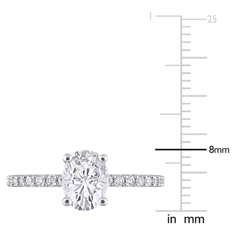Miadora 2 1/3ct TGW Oval-cut Created White Sapphire Engagement Ring in 10k White Gold