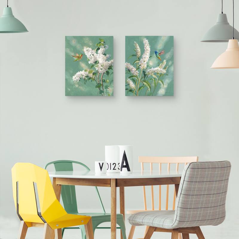 Hummingbird Spring I, Hummingbird Spring II by Danhui Nai Canvas Art Prints