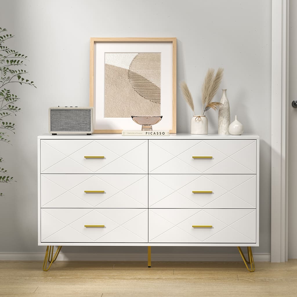 FURNIWAY 6 Drawer Dresser for Bedroom