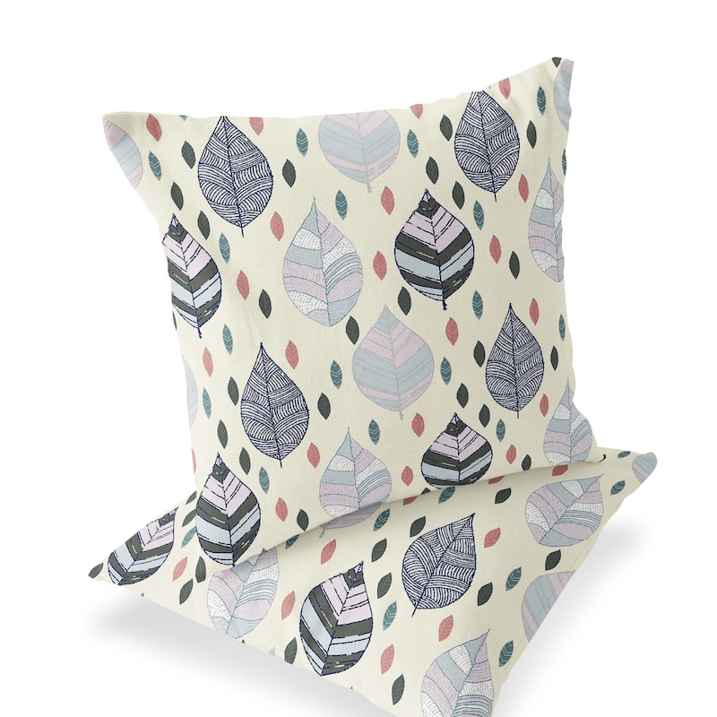 HomeRoots Set of Two 16" X 16" Green and Yellow Blown Seam Botanical Indoor Outdoor Throw Pillow - 16.00' X '16.00' X '5.00