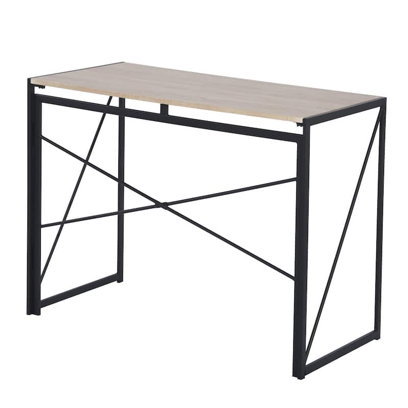 Homylin Folding Desk, Space-Saving Writing Table with Metal Frame
