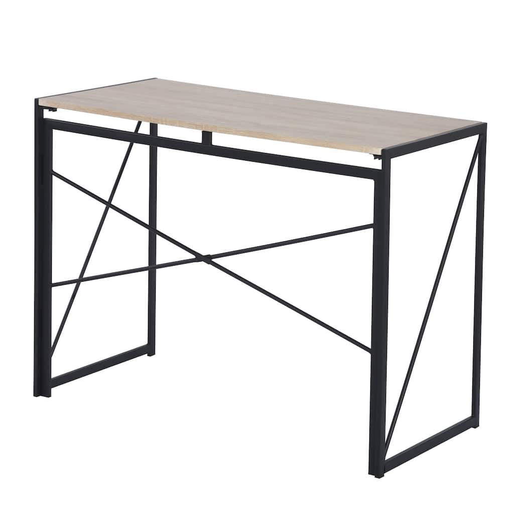 Homylin Folding Desk, Space-Saving Writing Table with Metal Frame
