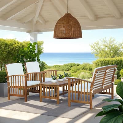 SAFAVIEH Outdoor Rocklin 4-piece Conversation Patio Set
