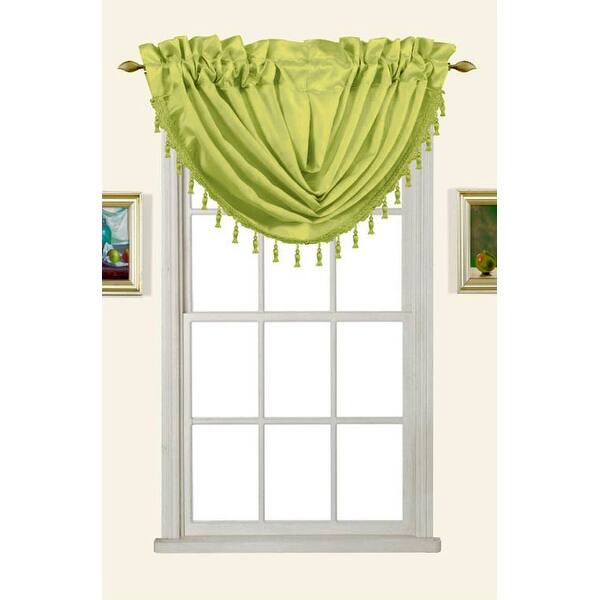 Unique lime green window valance Melanie Faux Silk Rod Pocket Waterfall Valance With Tassels Lime Green 58x37 Overstock 20113025