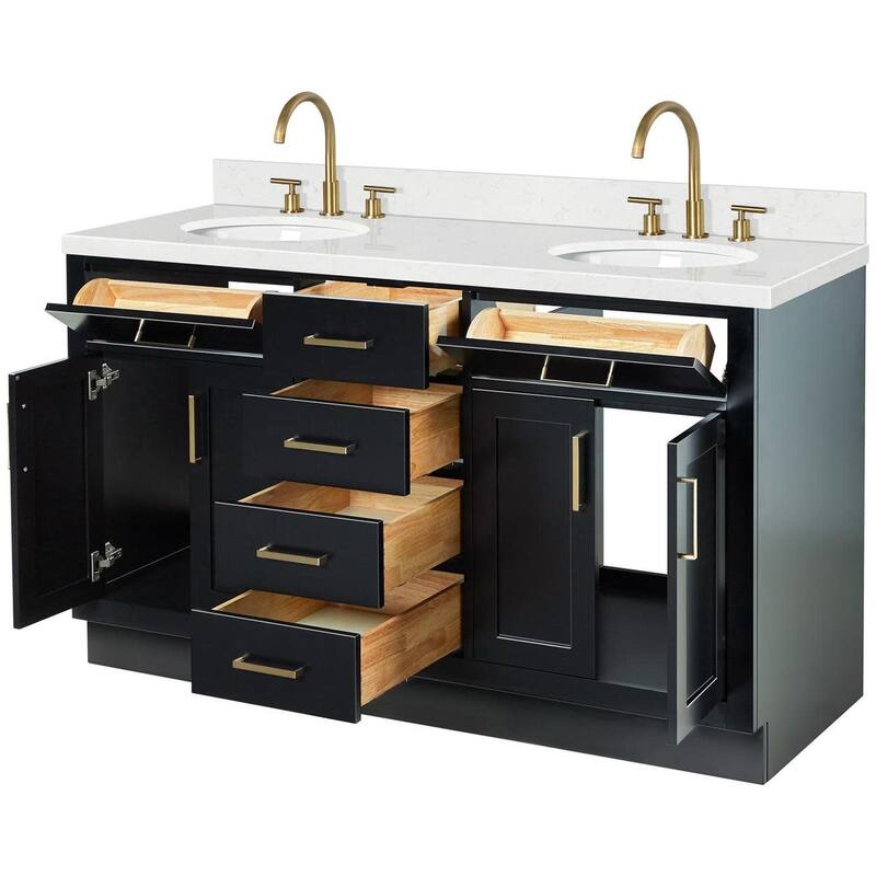 Ariel T060DCQOVO Hepburn 60" Free Standing Double Oval Basin Vanity