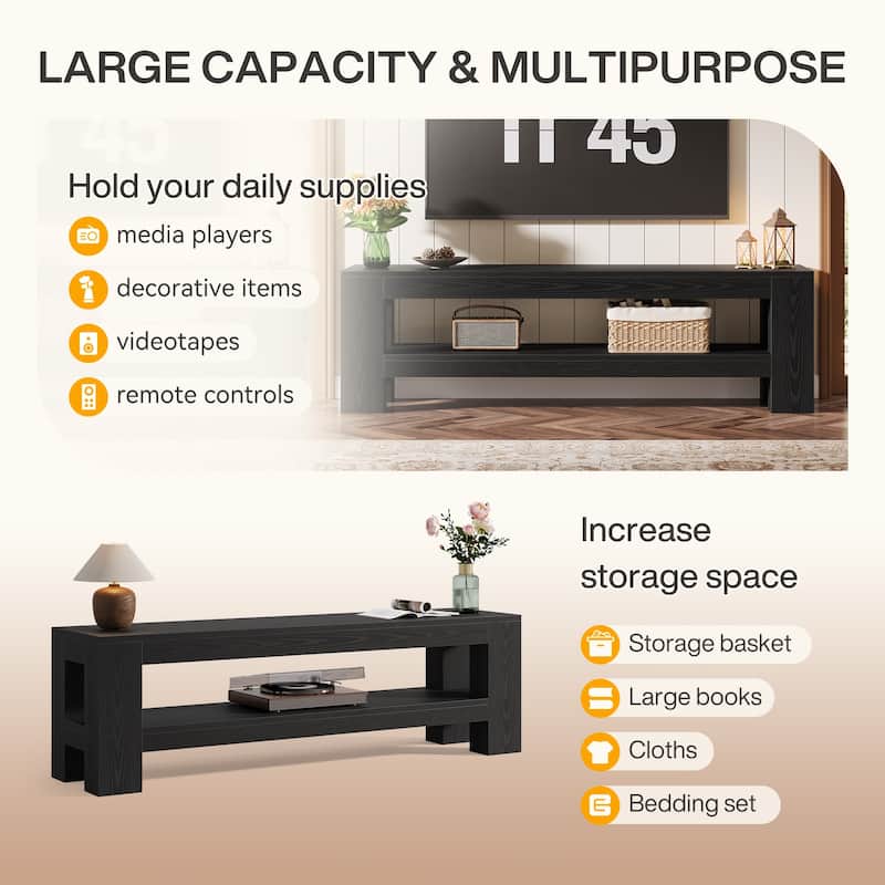 TV Stand, Media Console with Storage Shelves, Entertainment Center Television Console Accent Cabinet for Living Room, Bedroom
