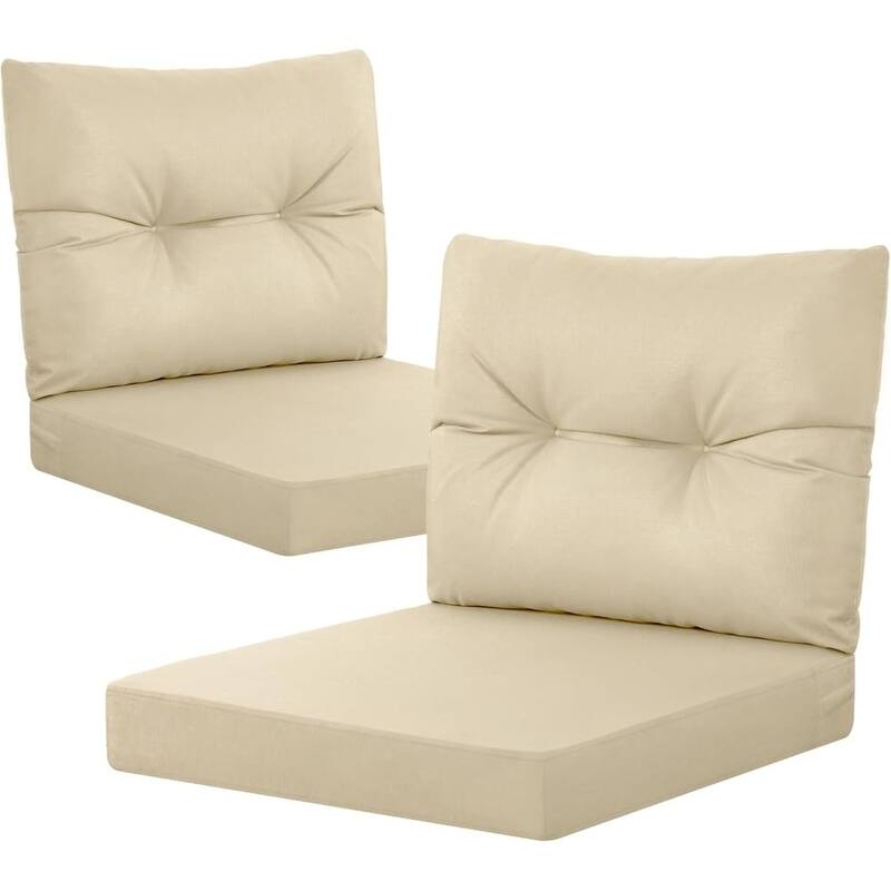 WINSOON 24x24 Inch Outdoor Deep Seat Cushion Set,Waterproof and Resistant Set Of 2 - Beige